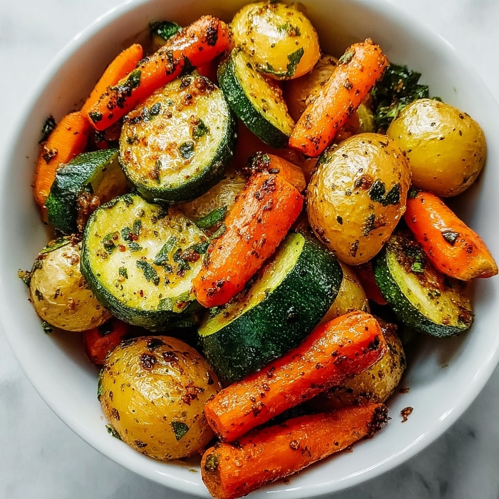 Garlic Herb Roasted Potatoes, Carrots, and Zucchini Recipe