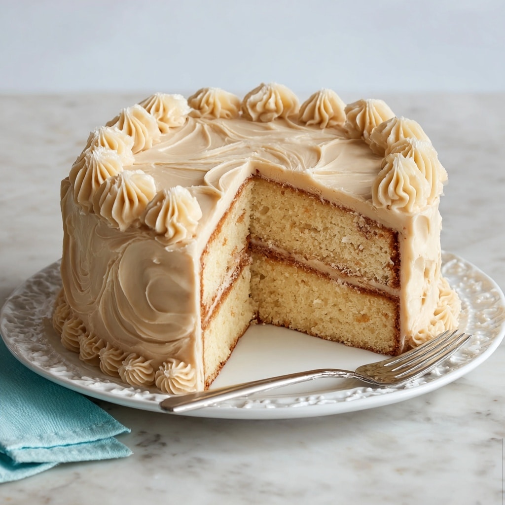 Vanilla Cream Cake with Quick Caramel Frosting Recipe