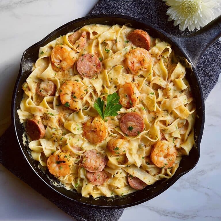 Cajun Shrimp and Sausage Alfredo Pasta Recipe