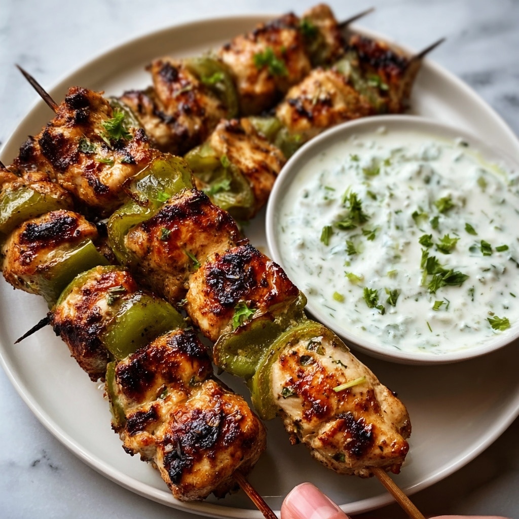Spicy Honey Jalapeño Chicken Skewers with Cilantro Lime Dip Recipe - Recipe Image