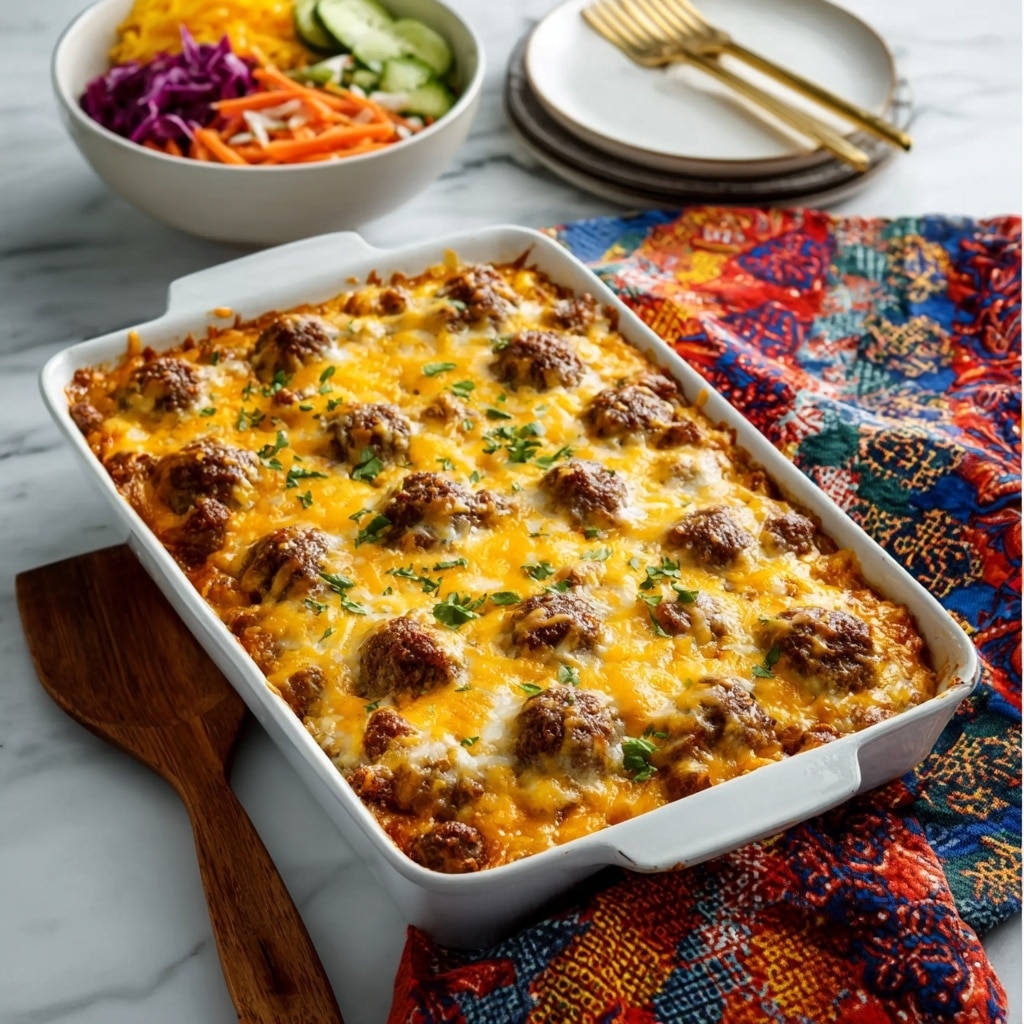 Cheesy Meatball Pasta Bake Recipe - Recipe Image