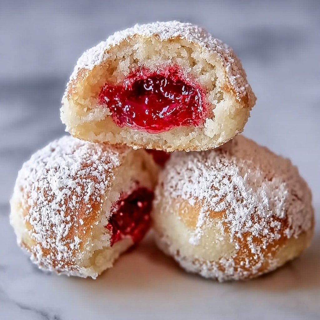 Raspberry Filled Almond Snowball Cookies Recipe - Recipe Image