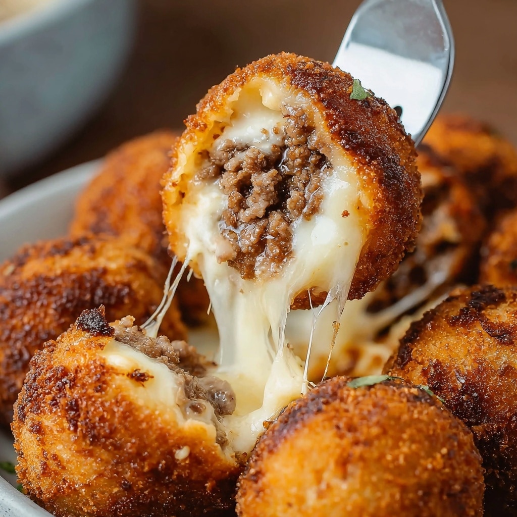 Fried Cheesy Ground Beef Balls Recipe