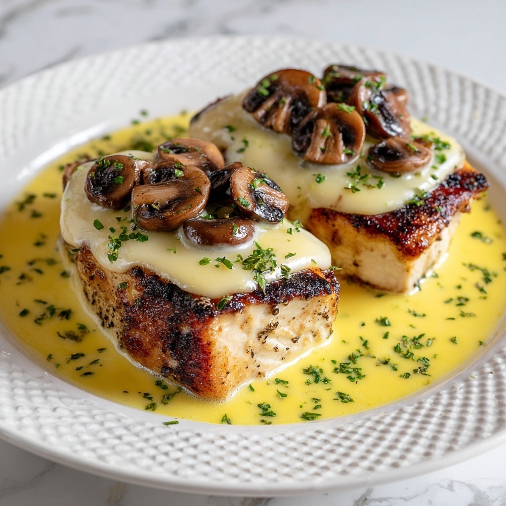 Cheesy Garlic Butter Mushroom Stuffed Chicken Recipe - Recipe Image