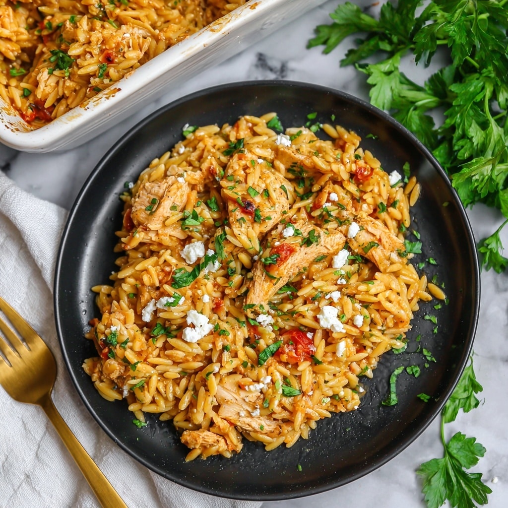 Greek Chicken Orzo Bake Recipe - Recipe Image