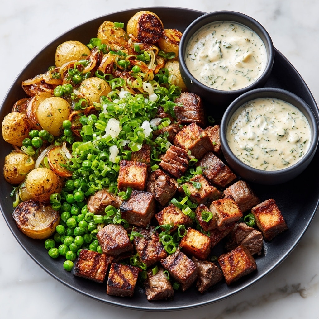 Garlic Butter Steak Bites with Smashed Potatoes Recipe - Recipe Image