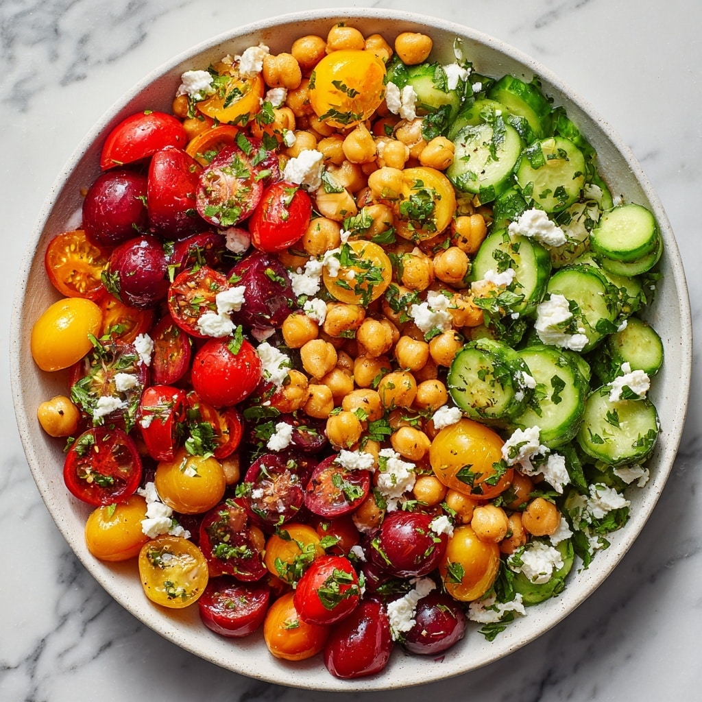 Easy Chickpea Cucumber Salad with Feta and Tomatoes Recipe - Recipe Image