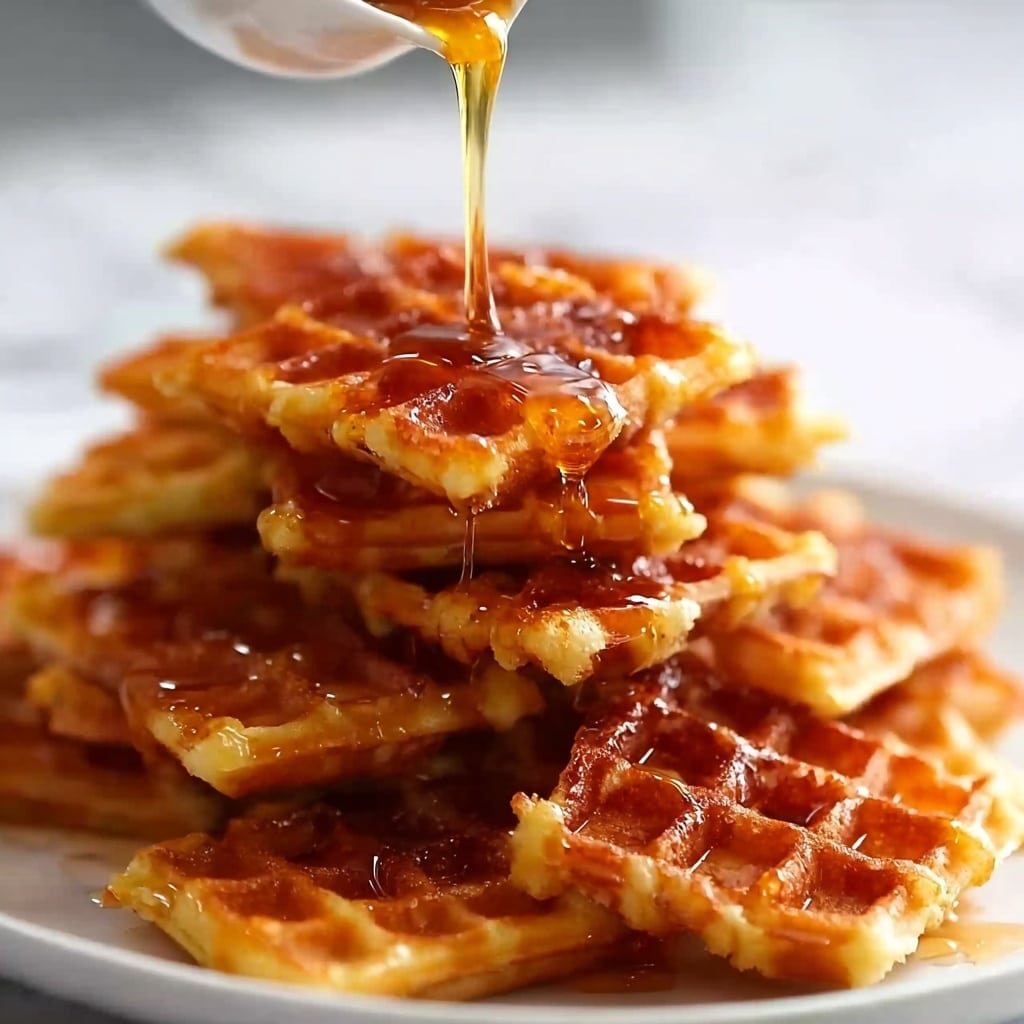 Cornbread Waffle Bites with Honey Butter Syrup Recipe - Recipe Image