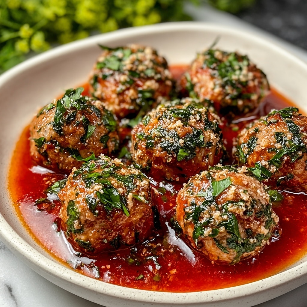 Baked Chicken Ricotta Spinach Meatballs in Marinara Sauce Recipe - Recipe Image