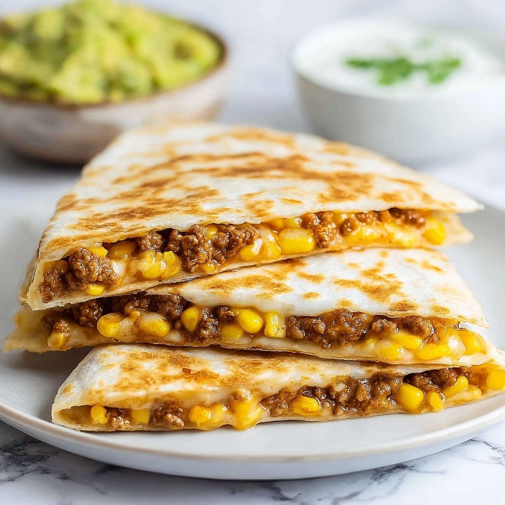 Cheesy Ground Beef Quesadillas Recipe - Recipe Image
