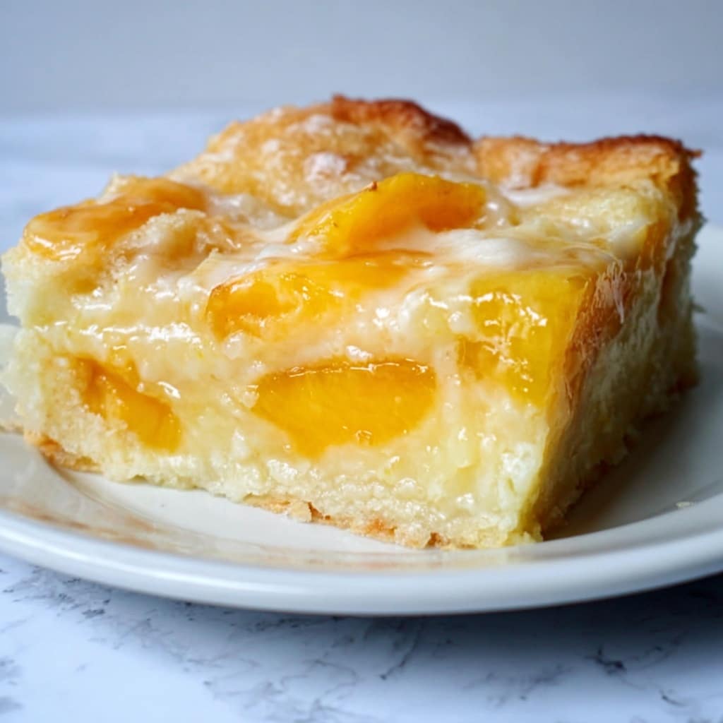 Peaches and Cream Cheesecake Bars Recipe - Recipe Image