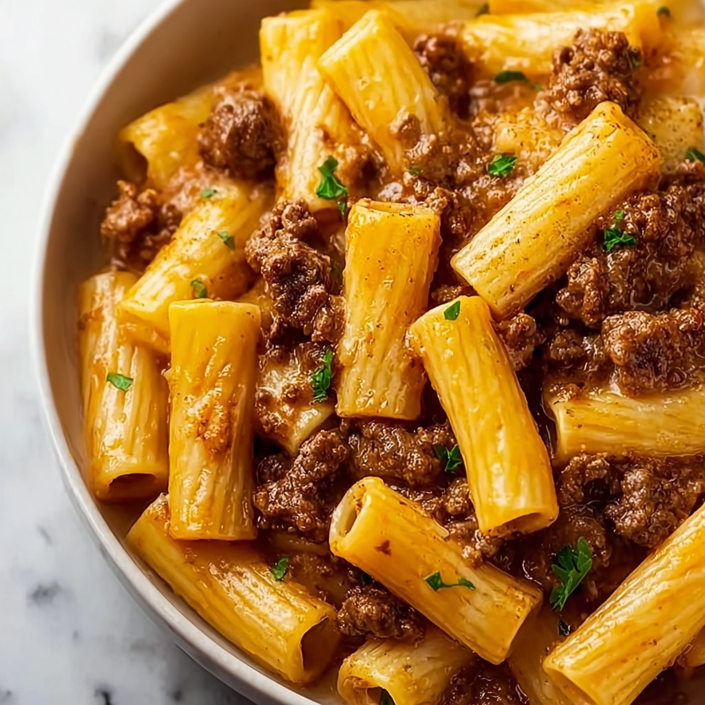 Creamy Garlic Beef Pasta Recipe - Recipe Image