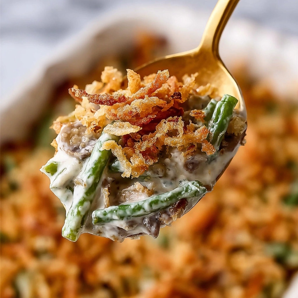 Cheesy Mushroom and Onion Green Bean Casserole Recipe - Recipe Image