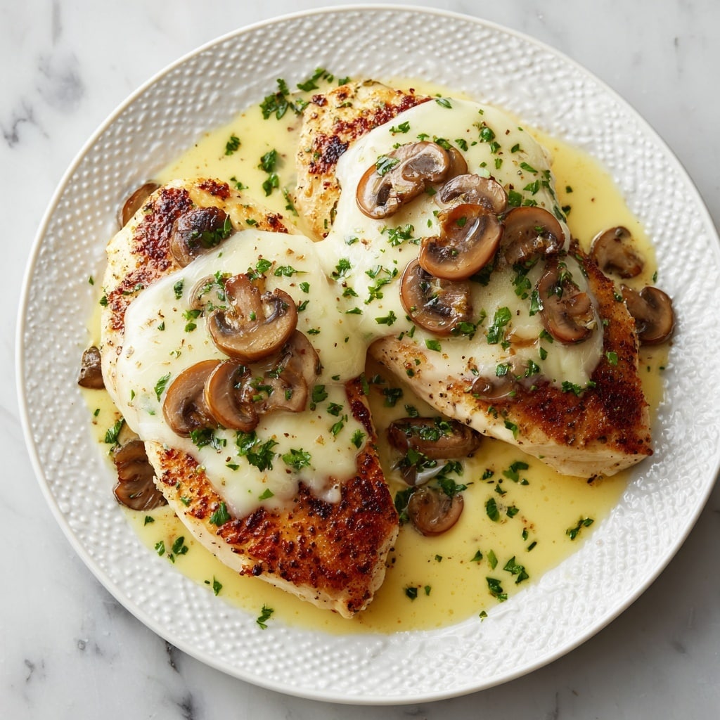 Cheesy Garlic Butter Mushroom Stuffed Chicken Recipe - Recipe Image