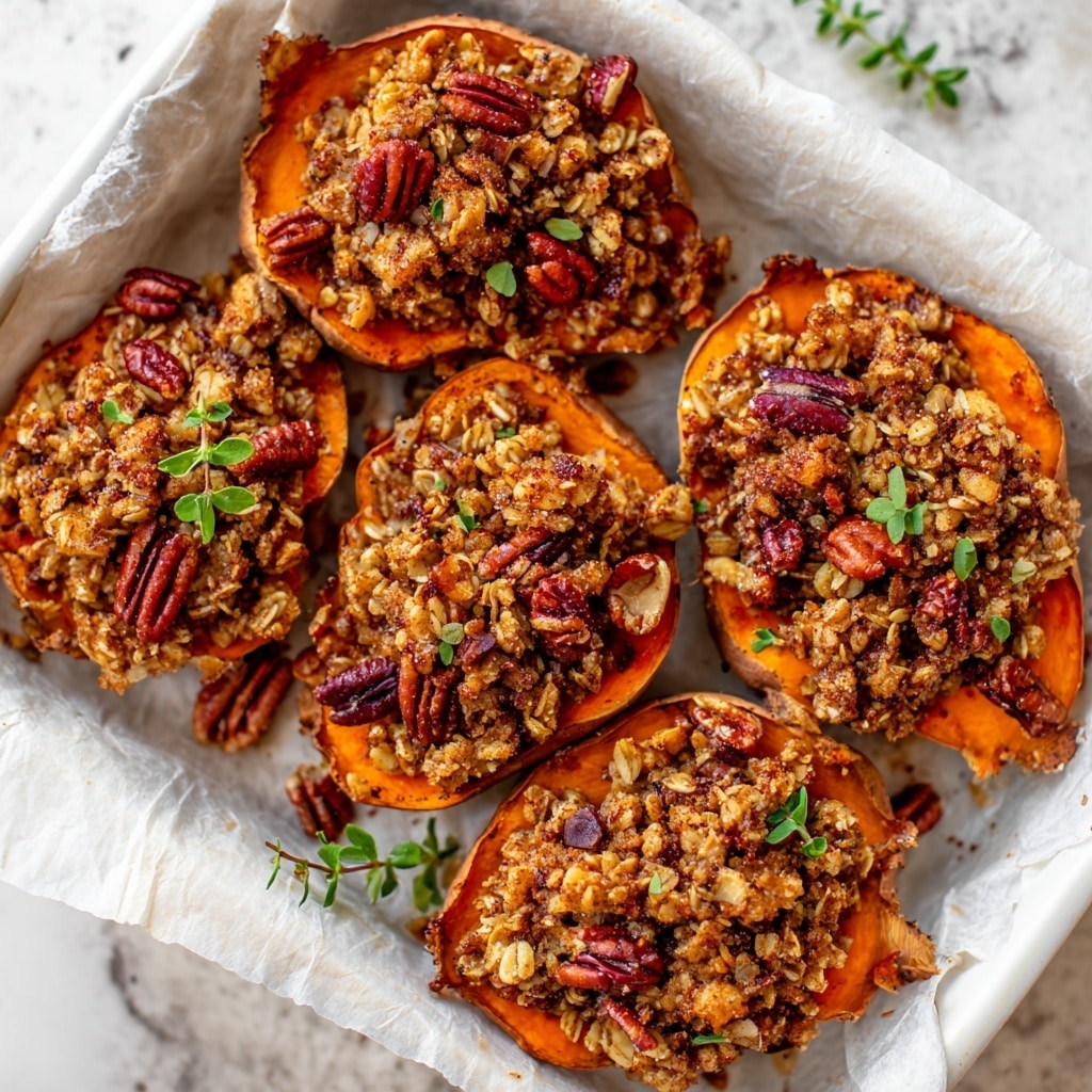 Twice Baked Sweet Potatoes with Pecan Streusel Recipe - Recipe Image