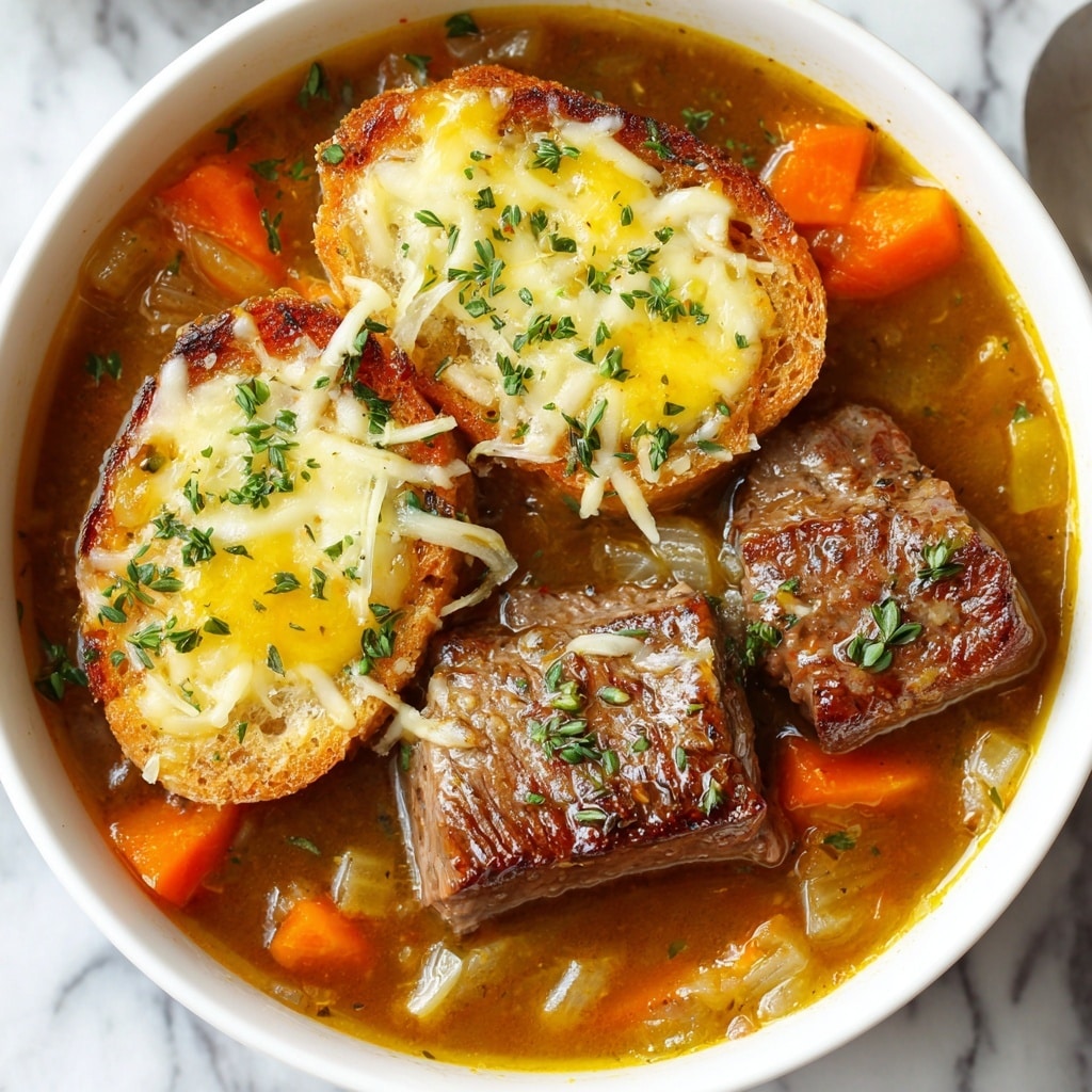 French Onion Short Rib Soup with Cheesy Gruyère Toast Recipe - Recipe Image