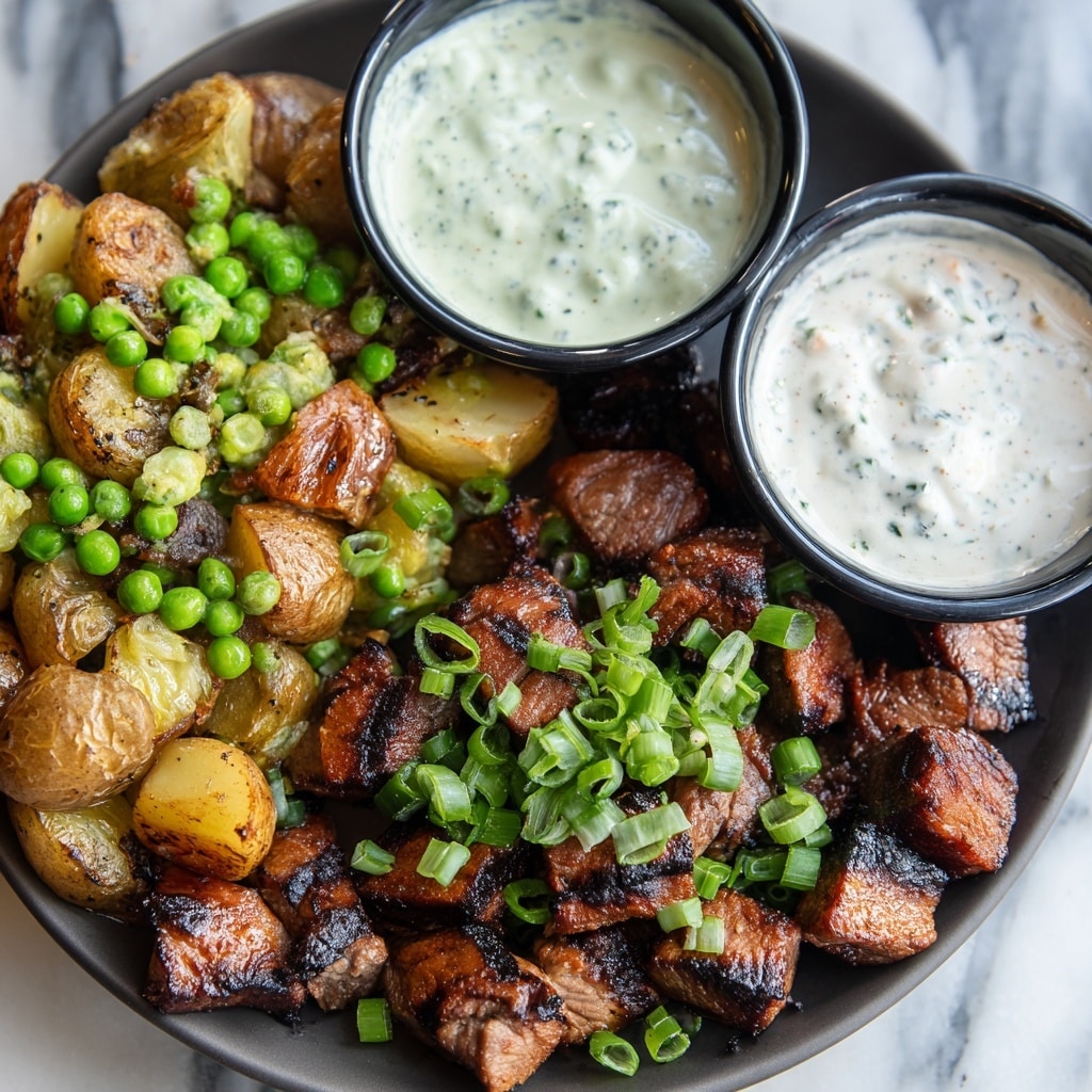 Garlic Butter Steak Bites with Smashed Potatoes Recipe - Recipe Image