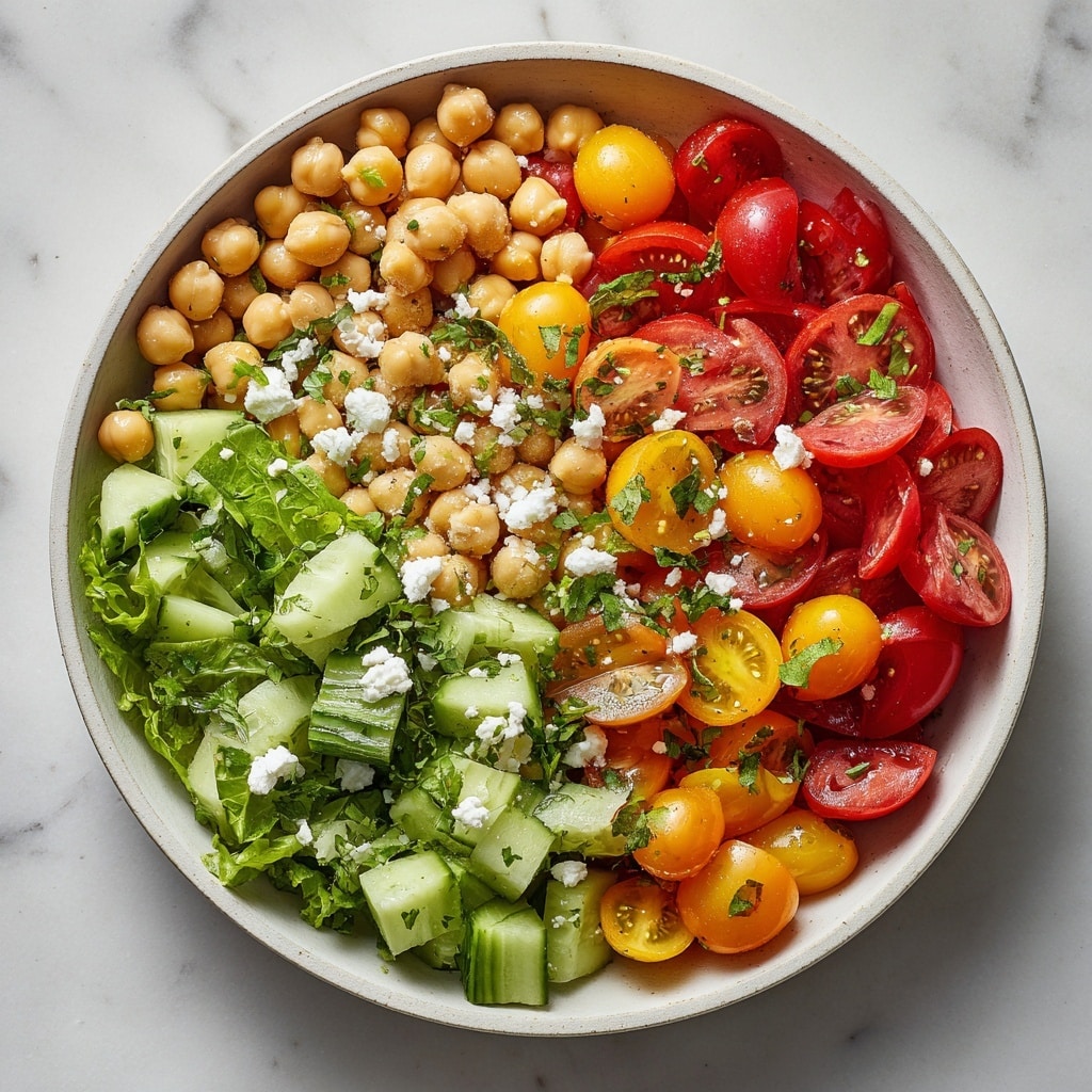 Easy Chickpea Cucumber Salad with Feta and Tomatoes Recipe - Recipe Image