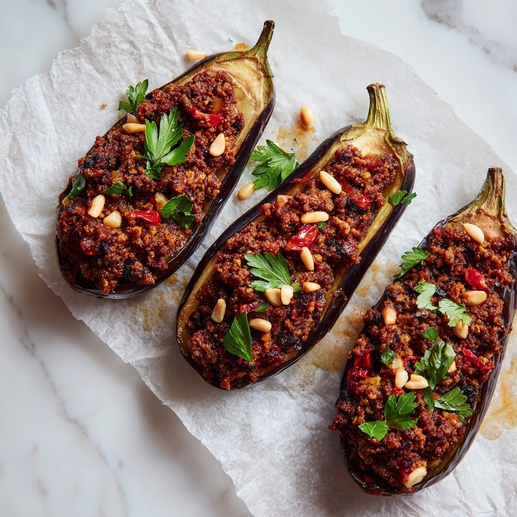 Lamb Stuffed Roasted Eggplant Recipe - Recipe Image