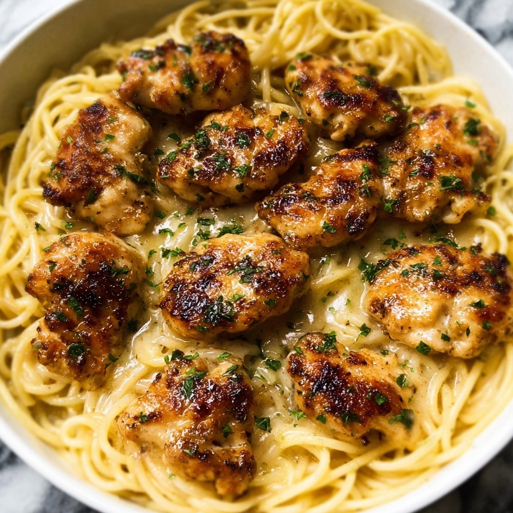 Garlic Butter Chicken Bites with Spaghetti Recipe - Recipe Image