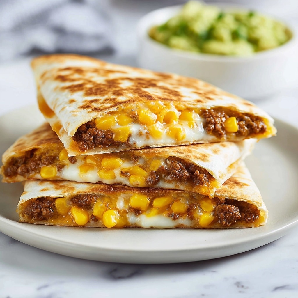 Cheesy Ground Beef Quesadillas Recipe - Recipe Image
