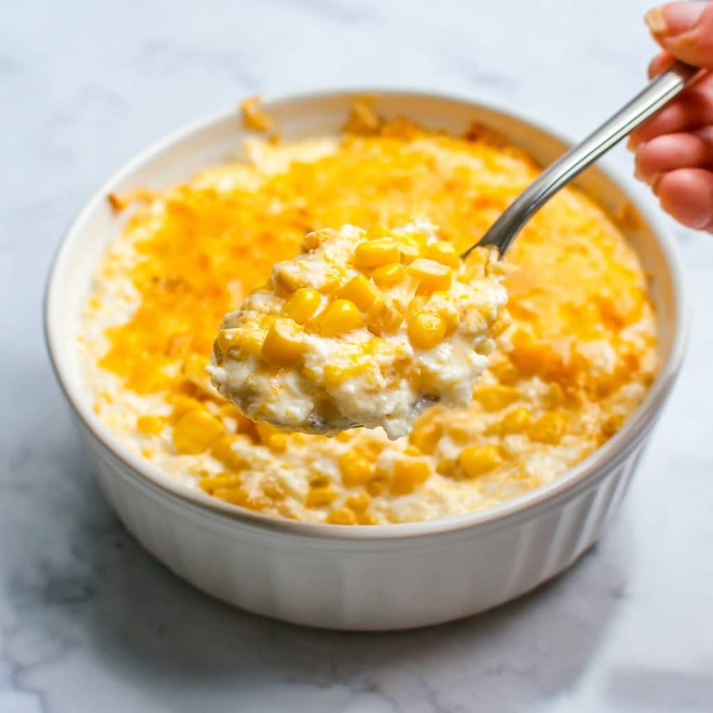 Cheesy Cream Cheese Corn Casserole Recipe - Recipe Image