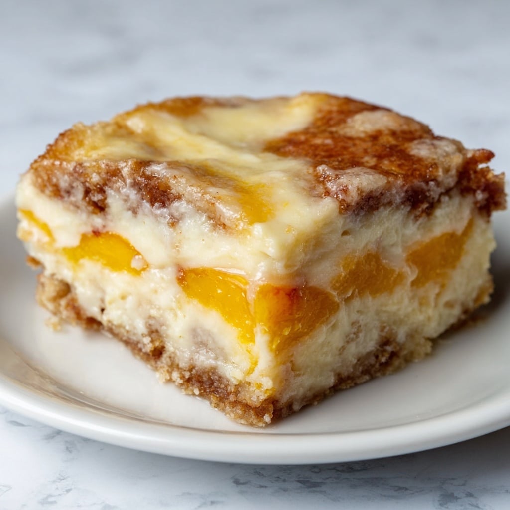 Peaches and Cream Cheesecake Bars Recipe - Recipe Image