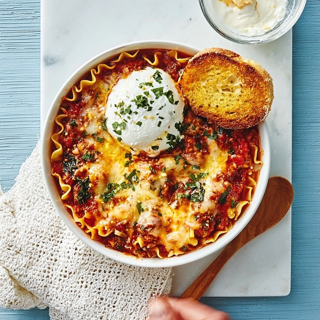 Cheesy Garlic Bread Lasagna Soup Recipe - Recipe Image
