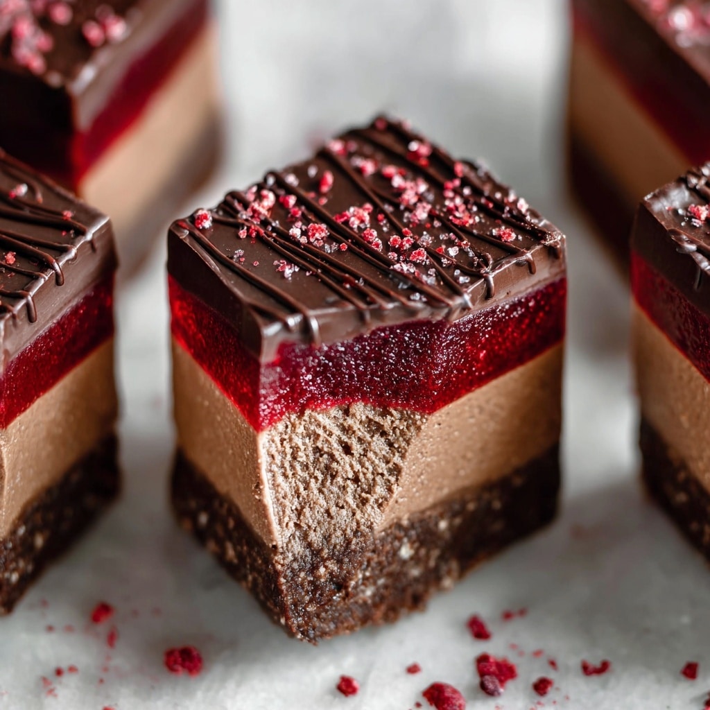 Raspberry Mocha No-Bake Brownies Recipe - Recipe Image