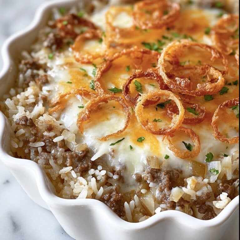 French Onion Ground Beef and Rice Casserole Recipe