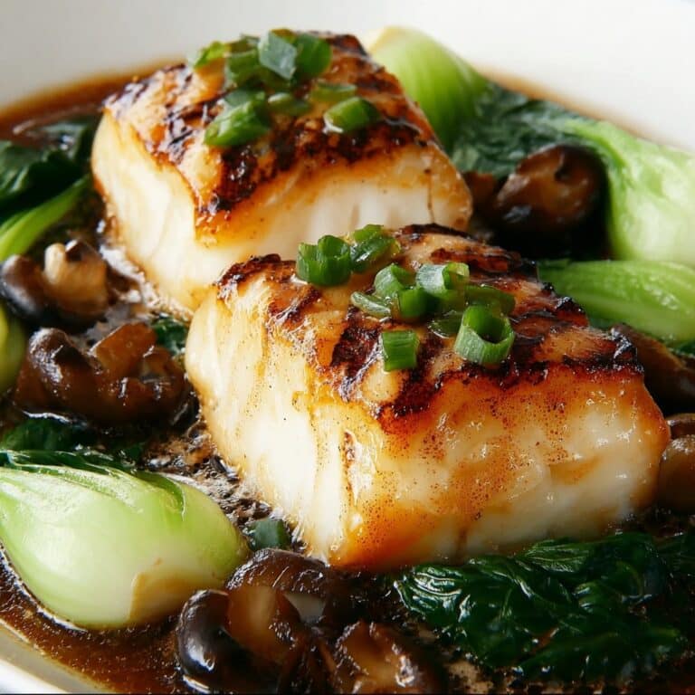 Miso Glazed Black Cod on Baby Bok Choy and Shiitake Mushrooms Recipe