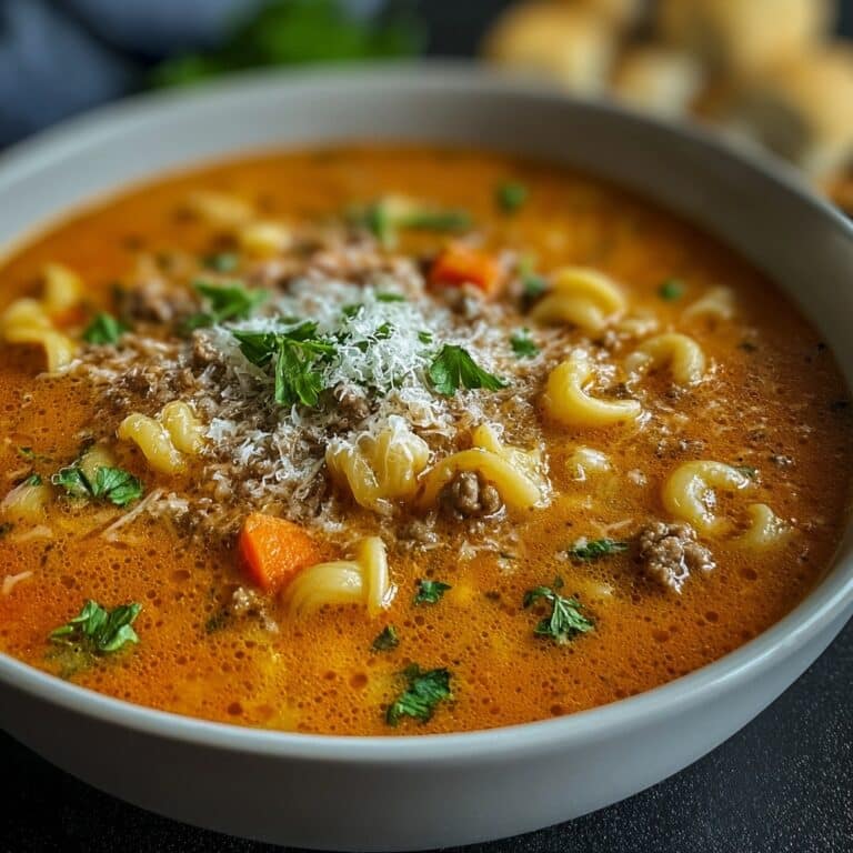 Beef & Tomato Macaroni Soup Recipe