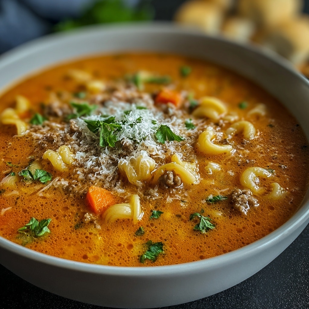 Beef & Tomato Macaroni Soup Recipe