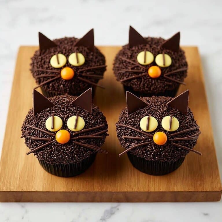 Non-Spooky Black Cat Cupcakes Recipe