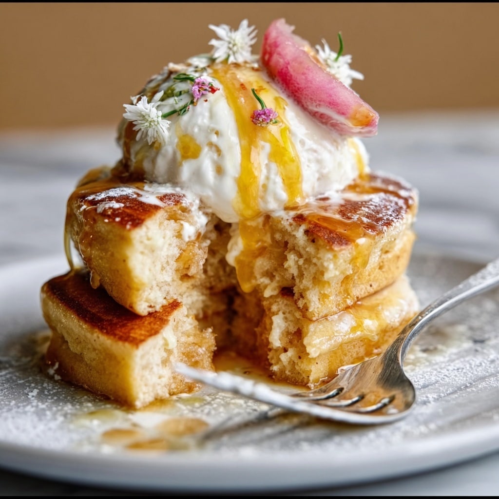 Churro Waffles with Peaches & Cream Sauce Recipe - Recipe Image