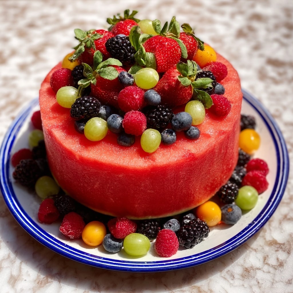 Fresh Fruit Watermelon Cake Recipe - Recipe Image