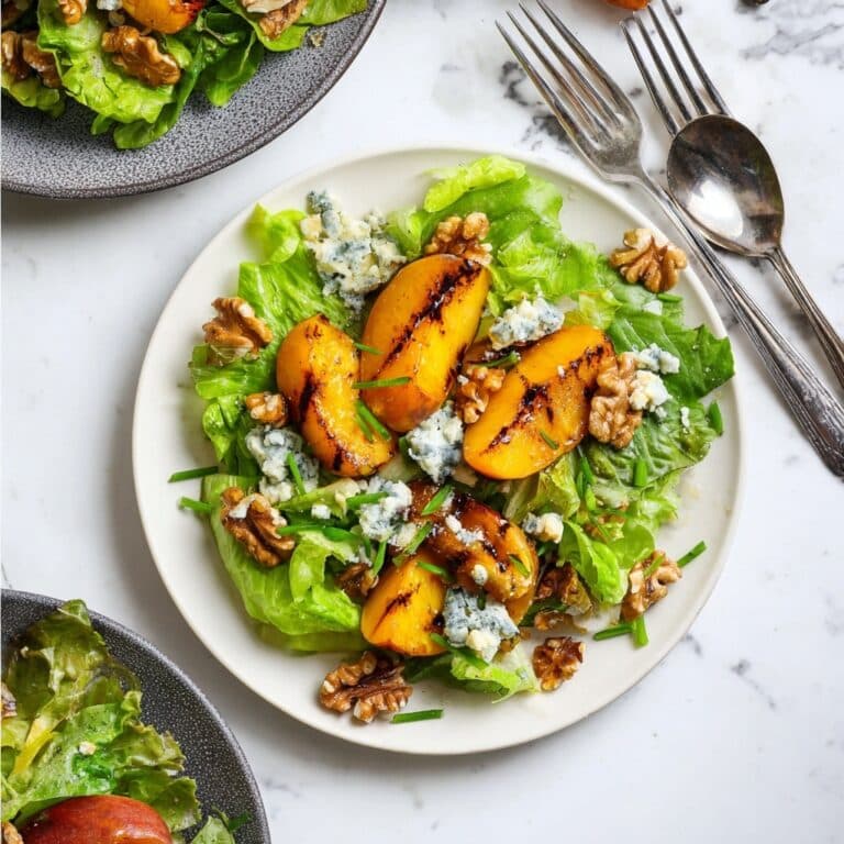 Grilled Peach Salad with Gorgonzola and Walnuts Recipe