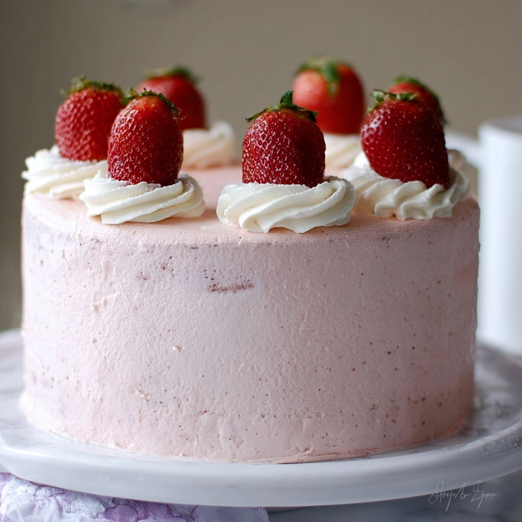 Strawberry Layer Cake with Strawberry Buttercream and Fresh Fruit Topping Recipe
