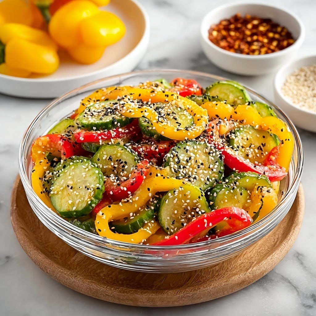 Cucumber and Sweet Pepper Salad with Sesame Ginger Dressing Recipe