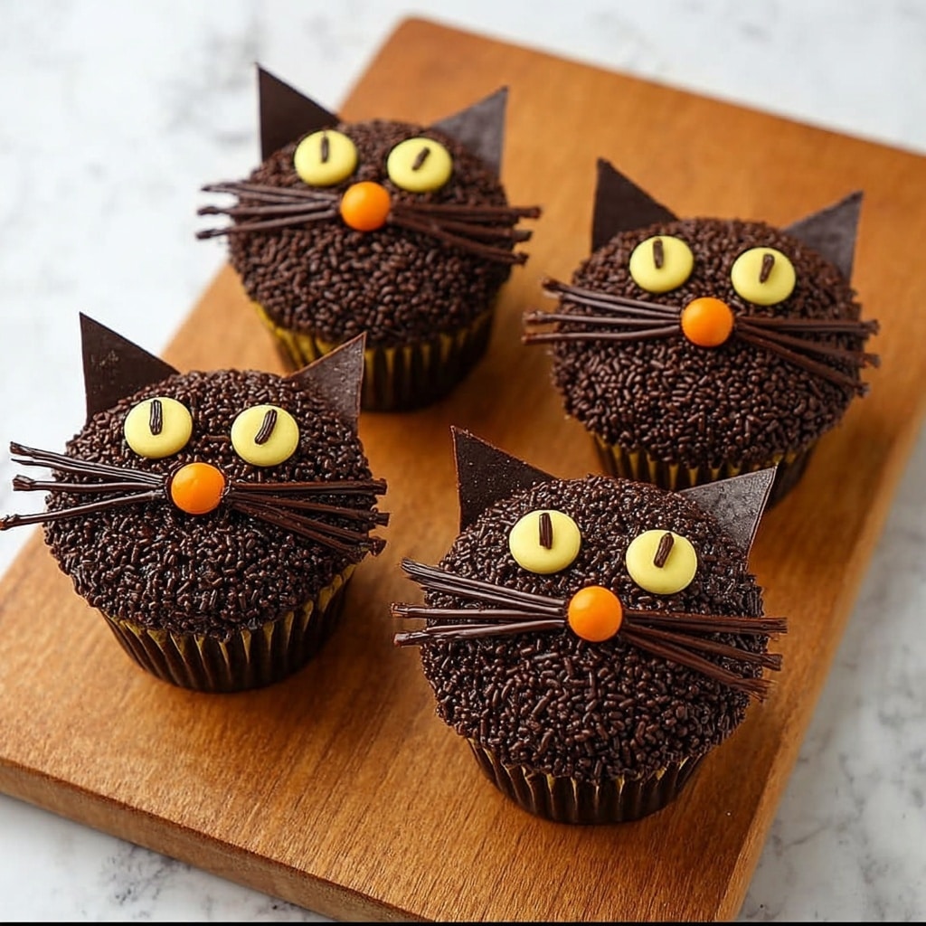 Non-Spooky Black Cat Cupcakes Recipe - Recipe Image