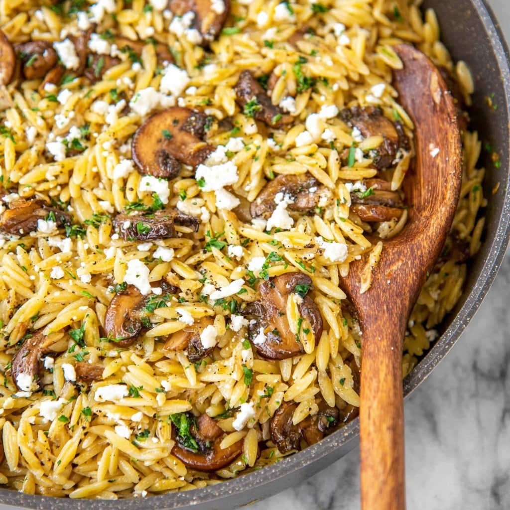 Creamy Mushroom Orzo with Feta Recipe - Recipe Image