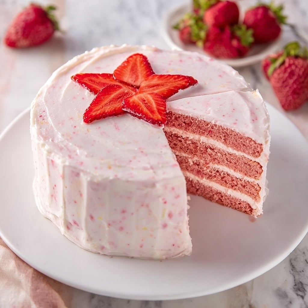 Homemade Strawberry Cake with Strawberry Cream Cheese Frosting Recipe - Recipe Image
