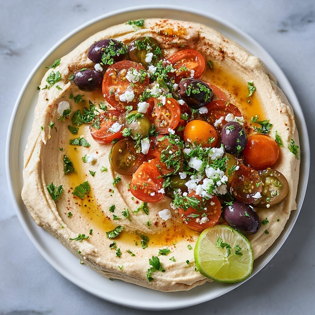 Greek Style Loaded Hummus Recipe - Recipe Image