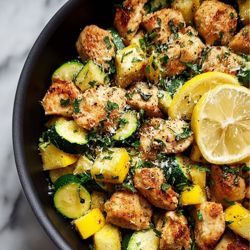 Skillet Lemon Parmesan Chicken with Zucchini and Squash Recipe - Recipe Image