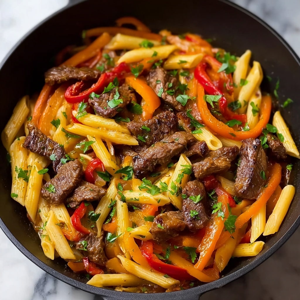 One Pot Zesty Steak Pasta Recipe - Recipe Image
