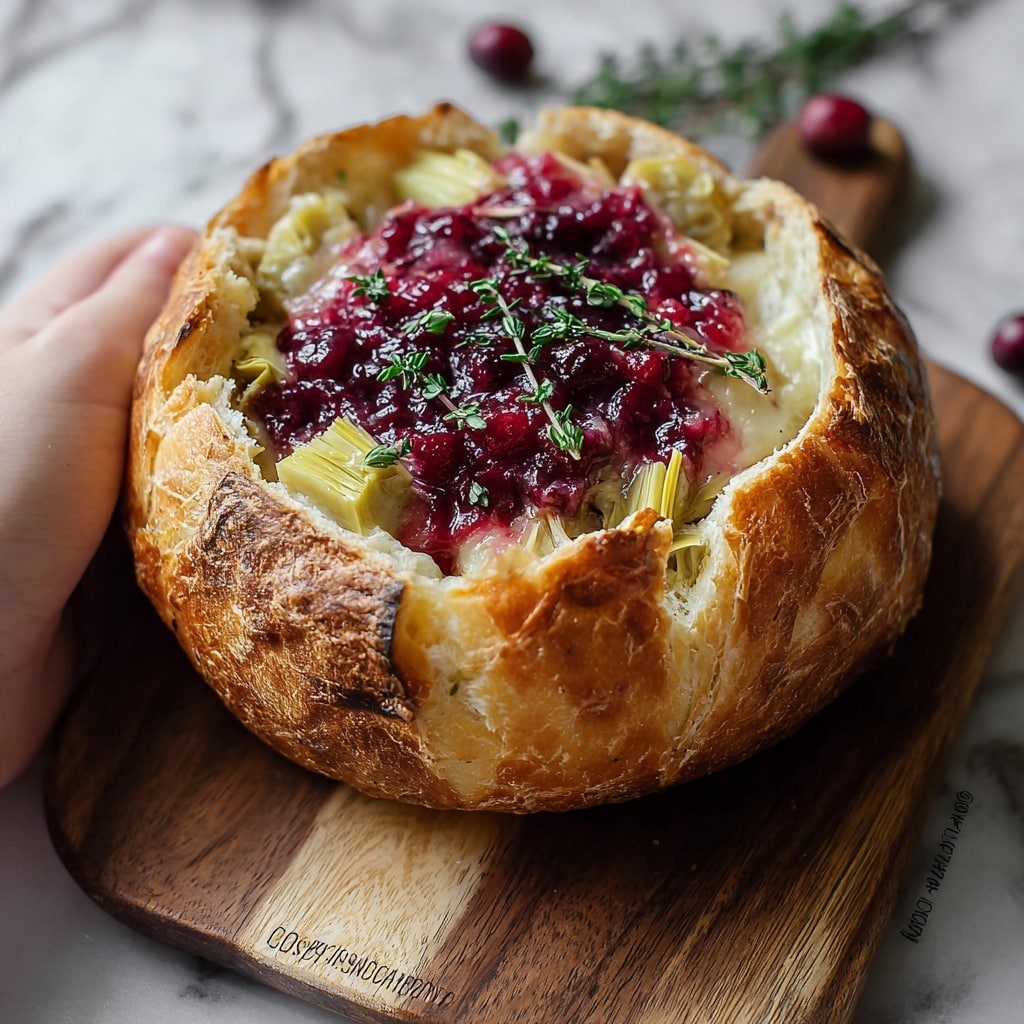 Baked Cranberry Brie Bread Bowl Recipe