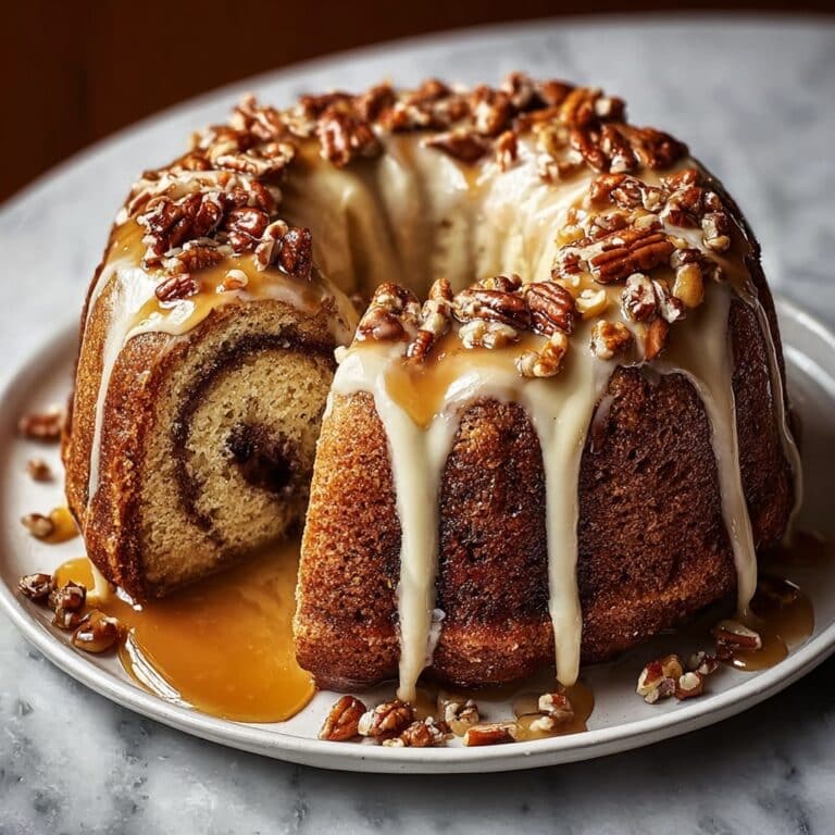 Pecan Caramel Cinnamon Roll Cream Cheese Pound Cake Recipe