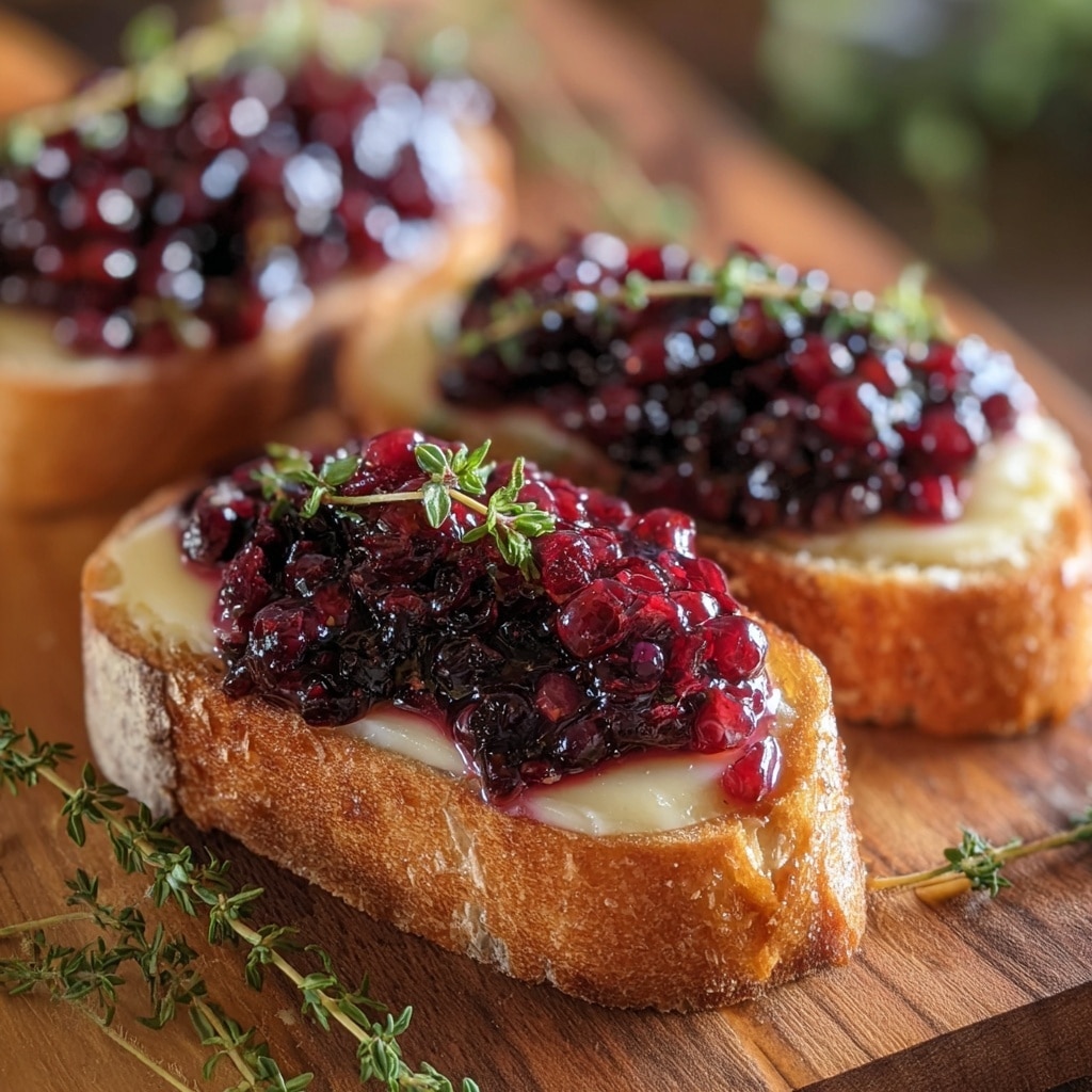 Crispy Crostini with Balsamic Roasted Cranberries and Creamy Brie Recipe - Recipe Image