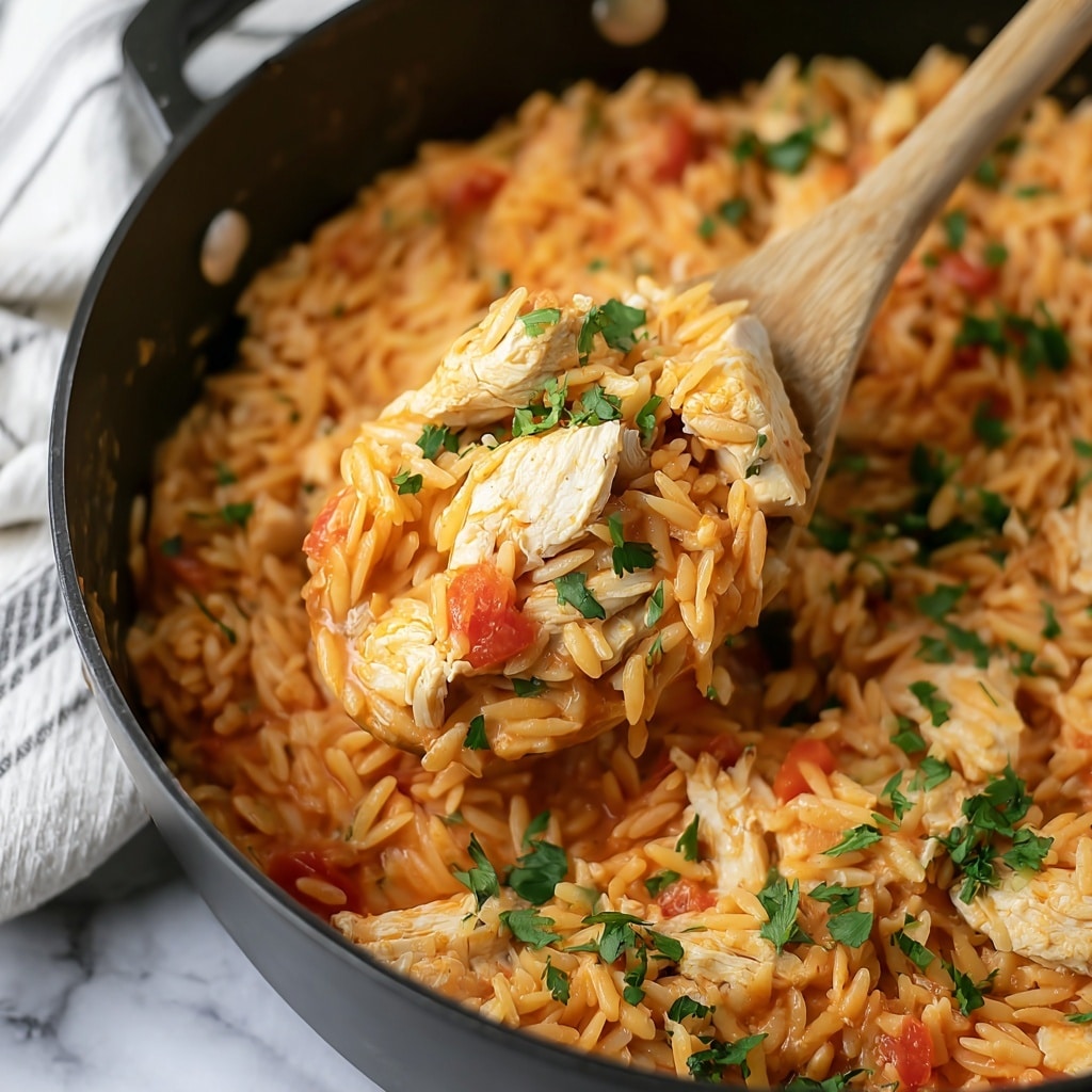 Creamy Tomato Orzo with Chicken Recipe - Recipe Image