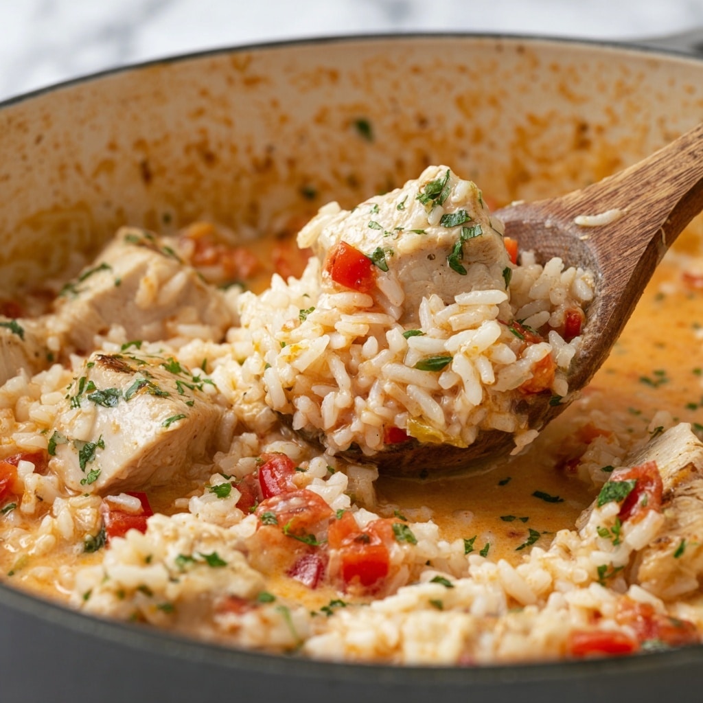 Easy One Pot Queso Chicken and Rice Recipe - Recipe Image